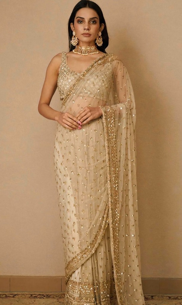 Gold Sequin Saree
