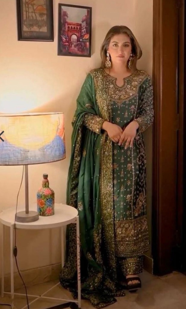 Green Embroidered Silk Blend Salwar & Kameez