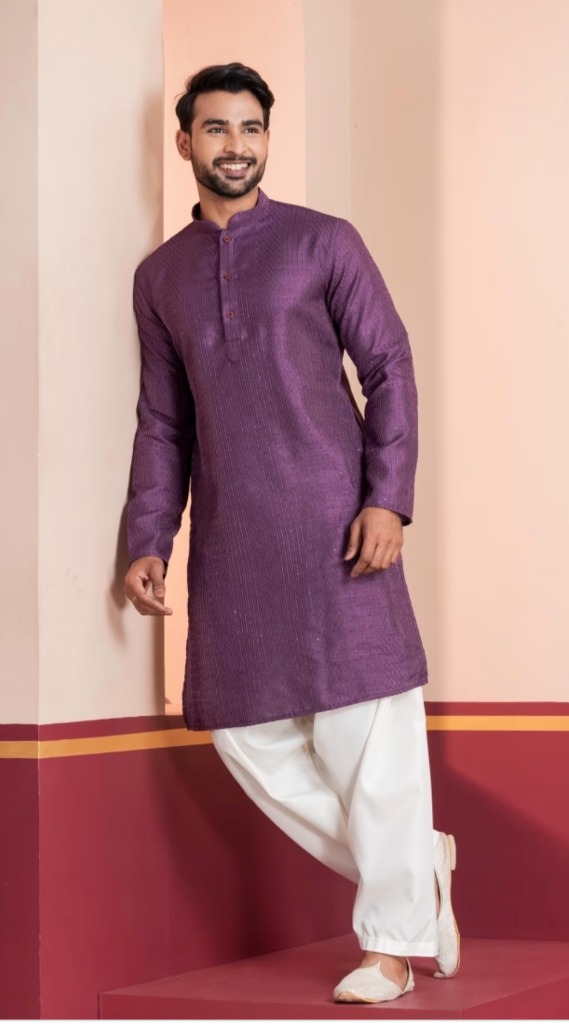Men's Silk Blend Punjabi Set