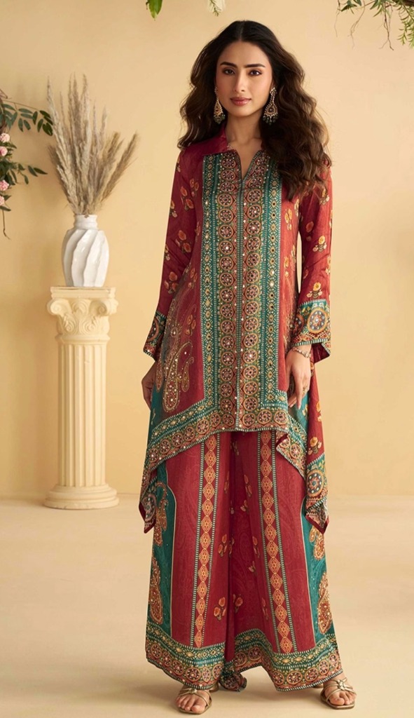 Multi-Color Silk Sharara Set