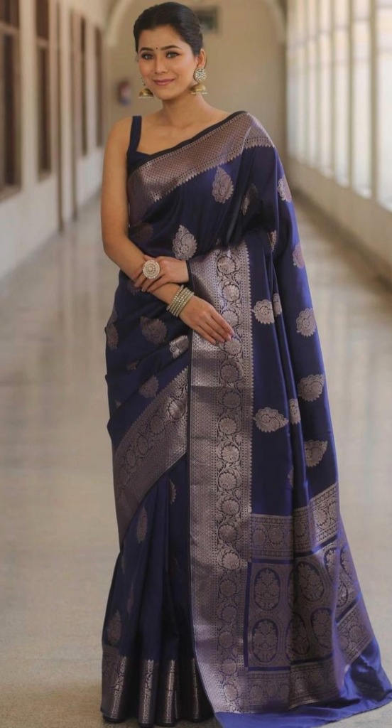 Navy Blue Silk Saree